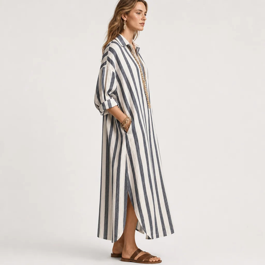 Women's Lightweight Linen Blend Shirt Dress | Casual Relaxed Fit Summer Dress 1