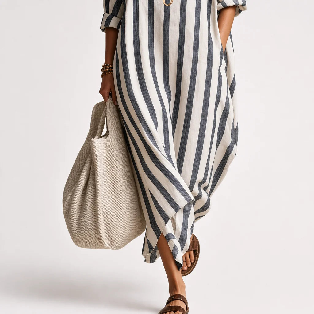 Women's Lightweight Linen Blend Shirt Dress | Casual Relaxed Fit Summer Dress 3