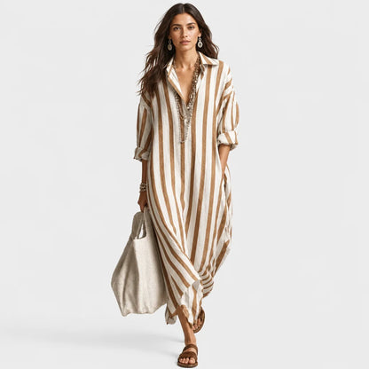 Women's Lightweight Linen Blend Shirt Dress | Casual Relaxed Fit Summer Dress 6