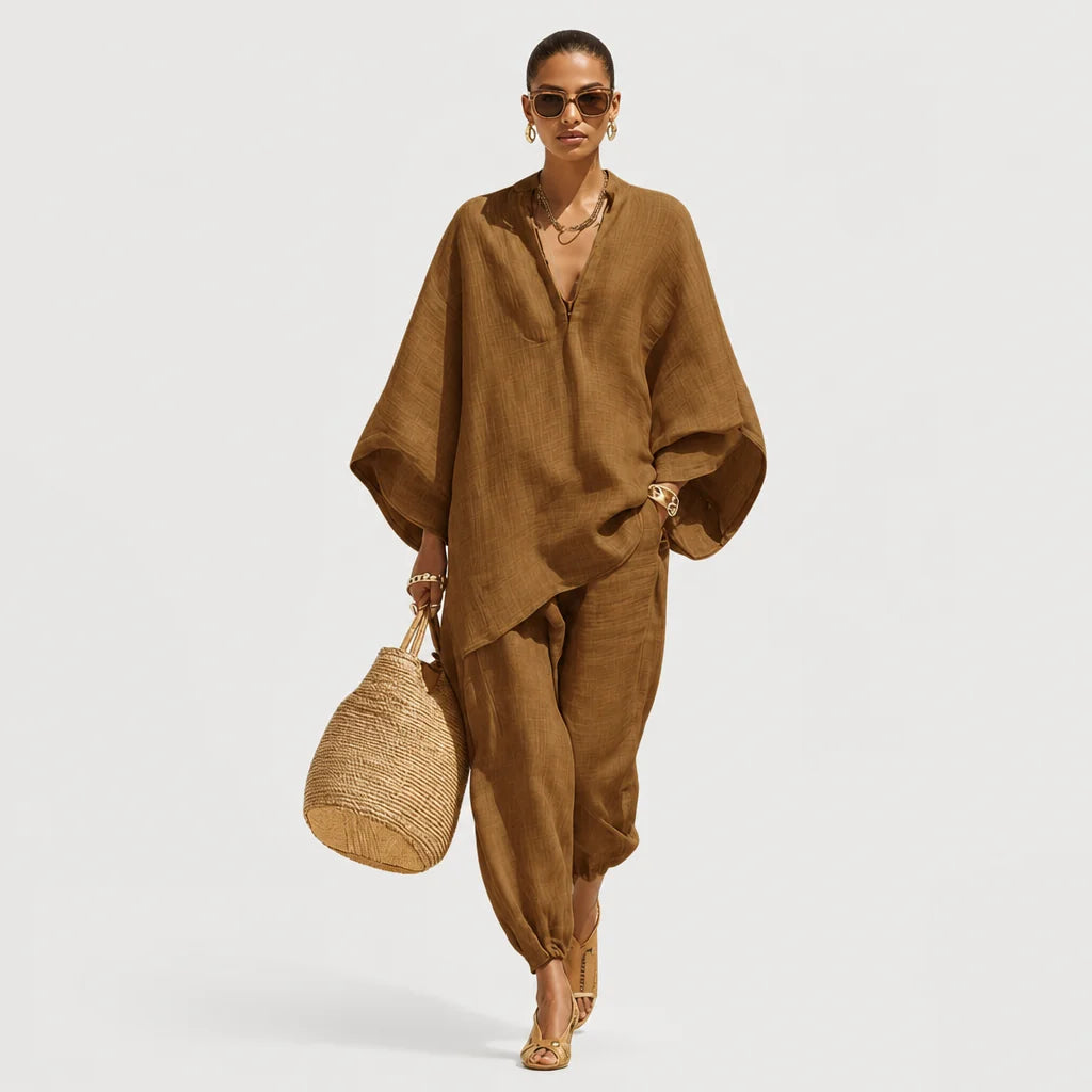Women's Lightweight Linen Blend Two-Piece Set | Sophisticated Casual Outfit 4