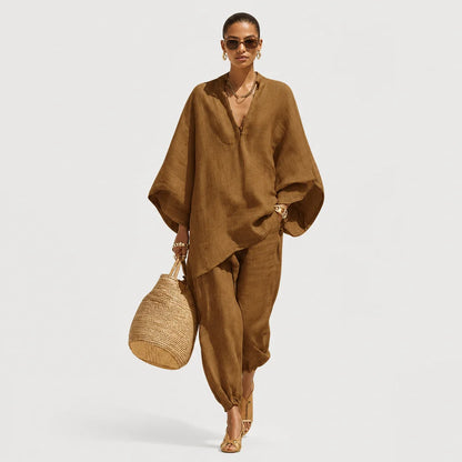 Women's Lightweight Linen Blend Two-Piece Set | Sophisticated Casual Outfit 4