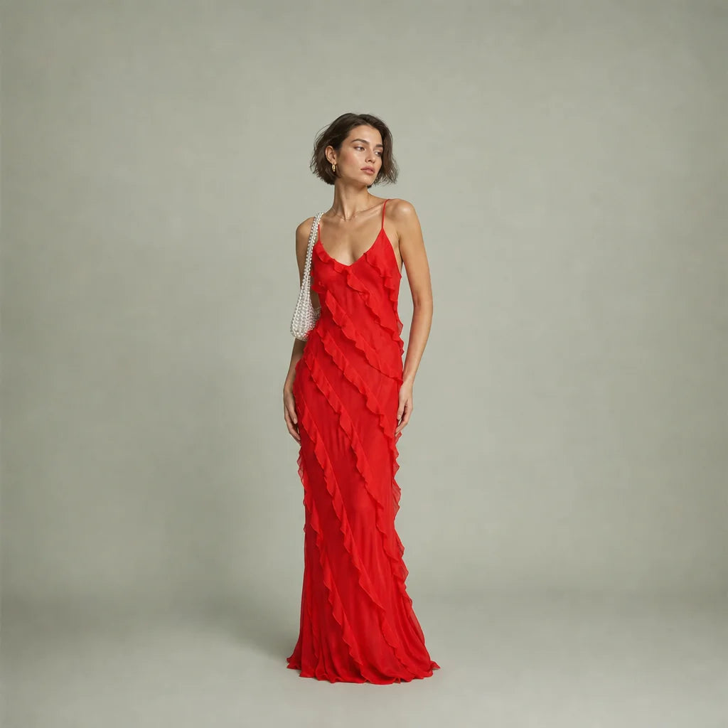 Women's Lightweight Maxi Dress | Elegant Off-Shoulder Backless Summer Gown 0