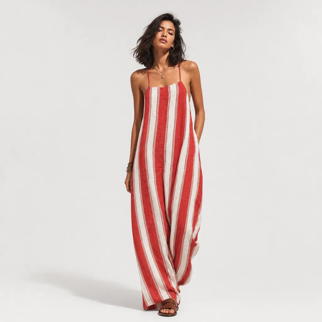Women's Lightweight Striped Jumpsuit | Relaxed Summer One-Piece Romper 2