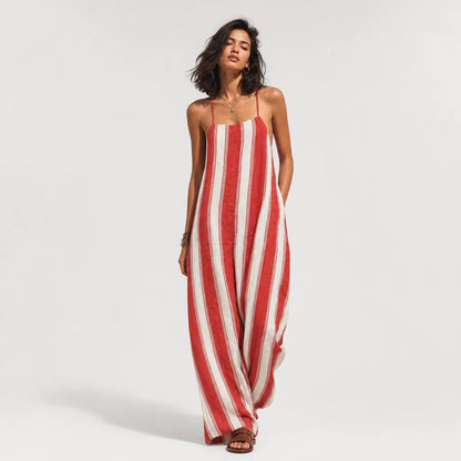 Women's Lightweight Striped Jumpsuit | Relaxed Summer One-Piece Romper 2