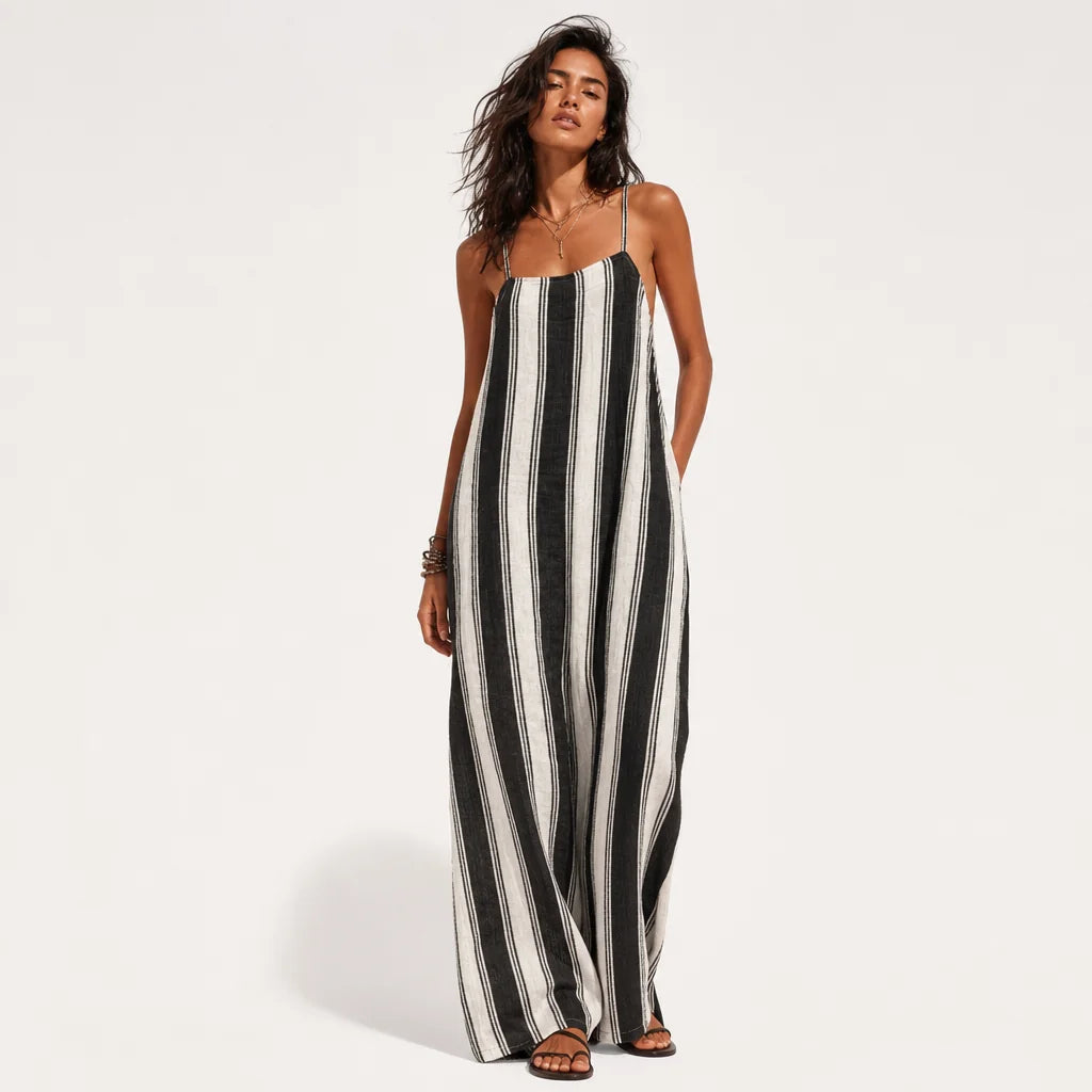 Women's Lightweight Striped Jumpsuit | Relaxed Summer One-Piece Romper 3