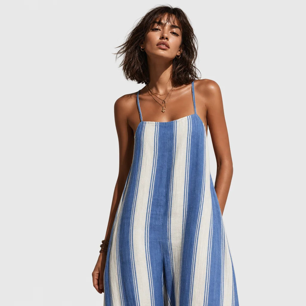 Women's Lightweight Striped Jumpsuit | Relaxed Summer One-Piece Romper 4