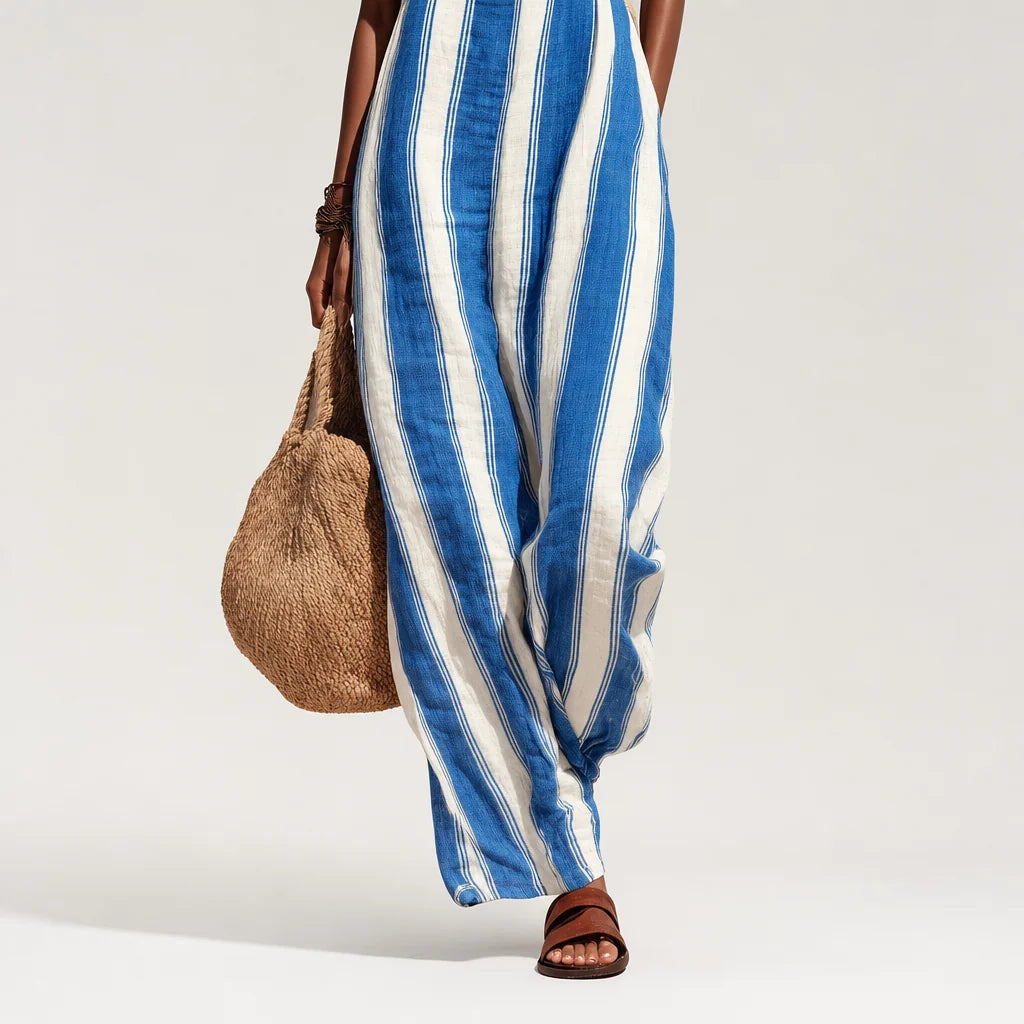 Women's Lightweight Striped Jumpsuit | Relaxed Summer One-Piece Romper 5