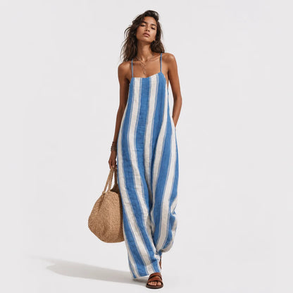 Women's Lightweight Striped Jumpsuit | Relaxed Summer One-Piece Romper 6