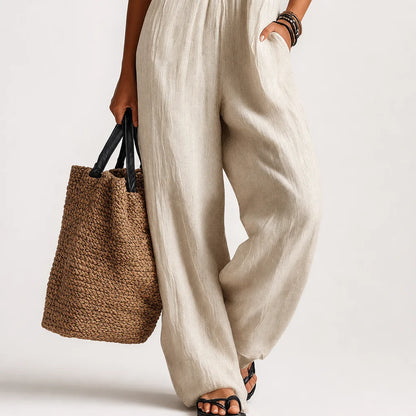 Women's Linen Blend Jumpsuit | Elegant Sleeveless Design with Embroidery 8