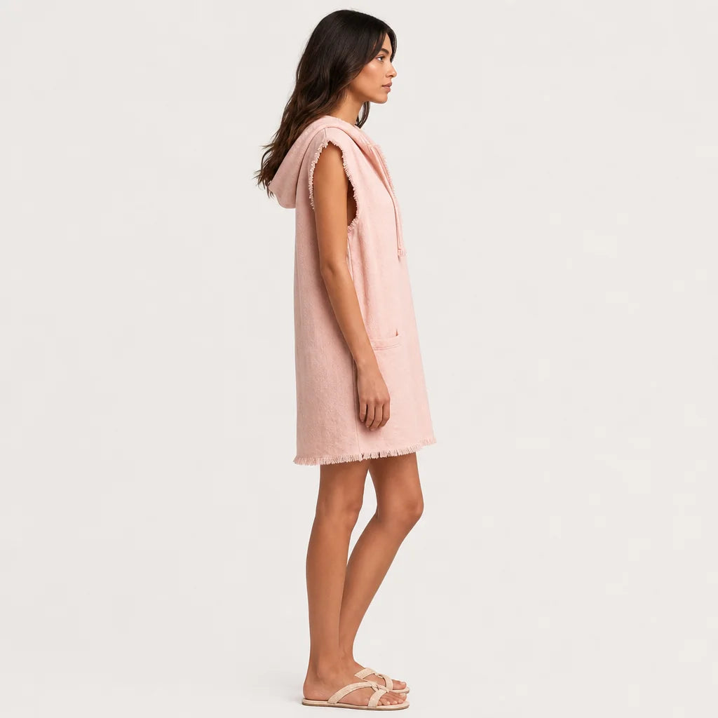 Women's Linen Blend Mini Dress | Stylish Hooded Sleeveless Summer Dress 2