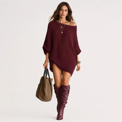 Women's Soft Knit Mini Dress | Relaxed Batwing Sleeve Casual Summer Dress 2