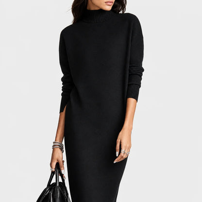 Women's Soft Knitted Midi Dress | Elegant Turtleneck Long Sleeve Loose Fit 6