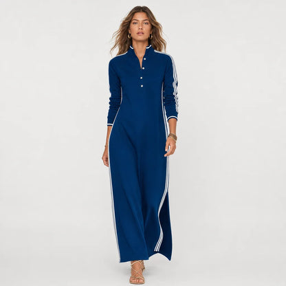 Women's Soft Sweatshirt Maxi Dress | Minimalist Button-Down Collar Casual Wear 3