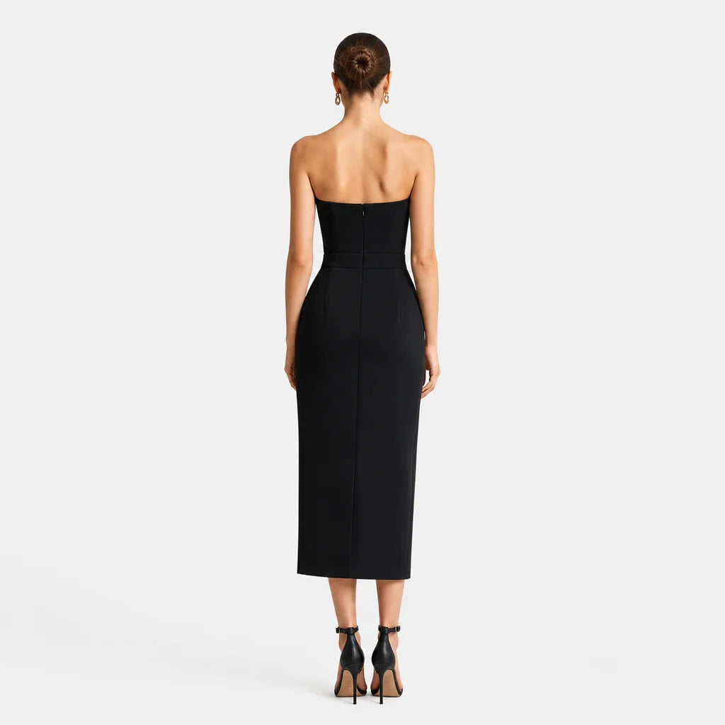 Women's Stretch Knit Midi Dress | Elegant Strapless Bodycon Summer Dress 4