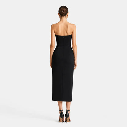 Women's Stretch Knit Midi Dress | Elegant Strapless Bodycon Summer Dress 4