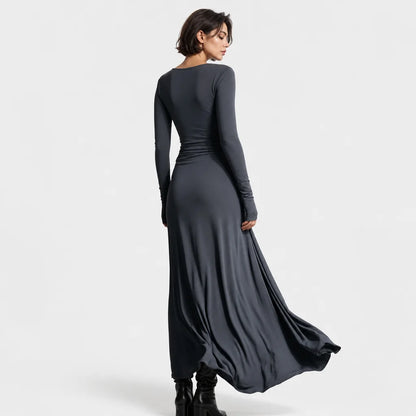Women's Stretch Polyester-Cotton Maxi Dress | Elegant Wrap Design with Knot Detail 7