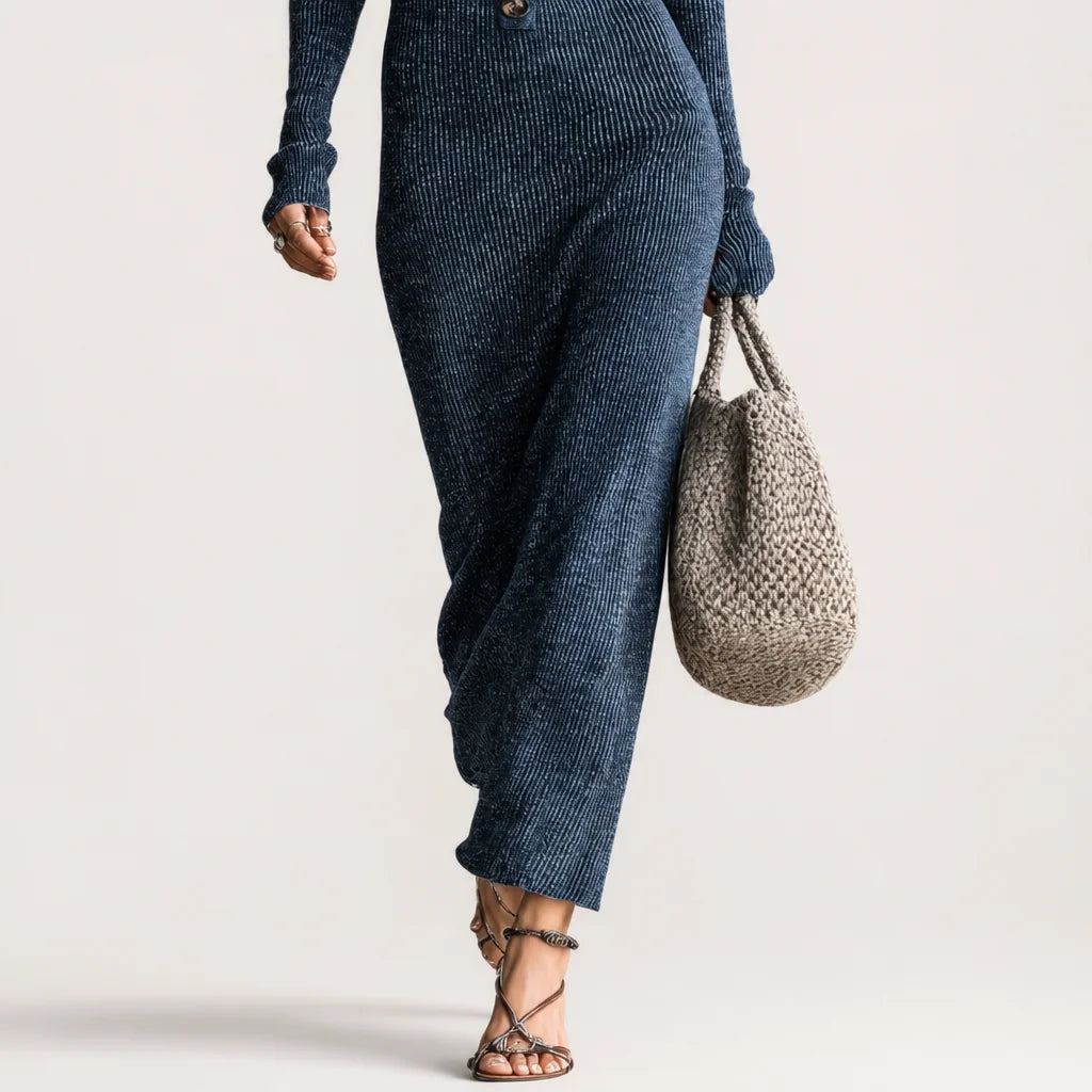 Women's Stretchy Knit Maxi Dress | Cozy Hooded Long Sleeve Casual Dress 2