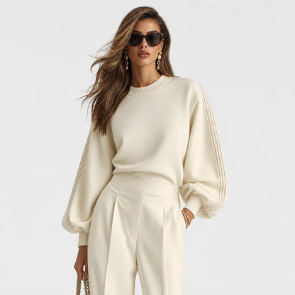 Women's Textured Knit Set | Modern Ribbed Lounge Two Piece | Chic High-Waisted Outfit 1