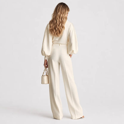 Women's Textured Knit Set | Modern Ribbed Lounge Two Piece | Chic High-Waisted Outfit 4